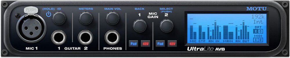 MOTU UltraLite AVB audio interface.