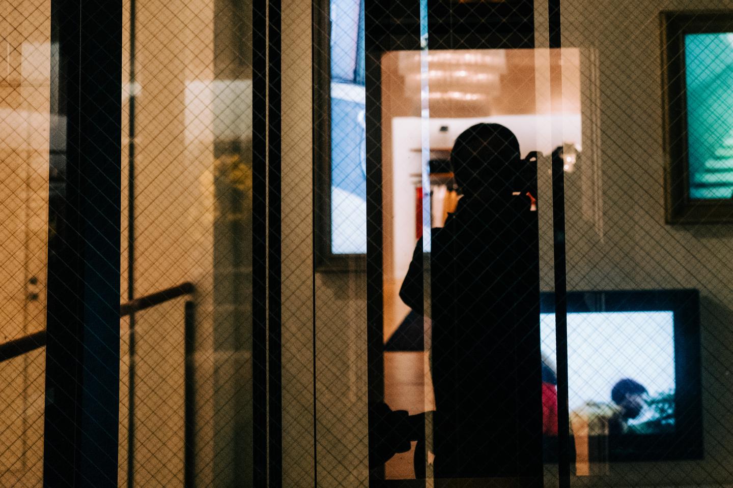 The elevator in the Tommy Hilfiger store in Tokyo makes for a good photo opportunity.