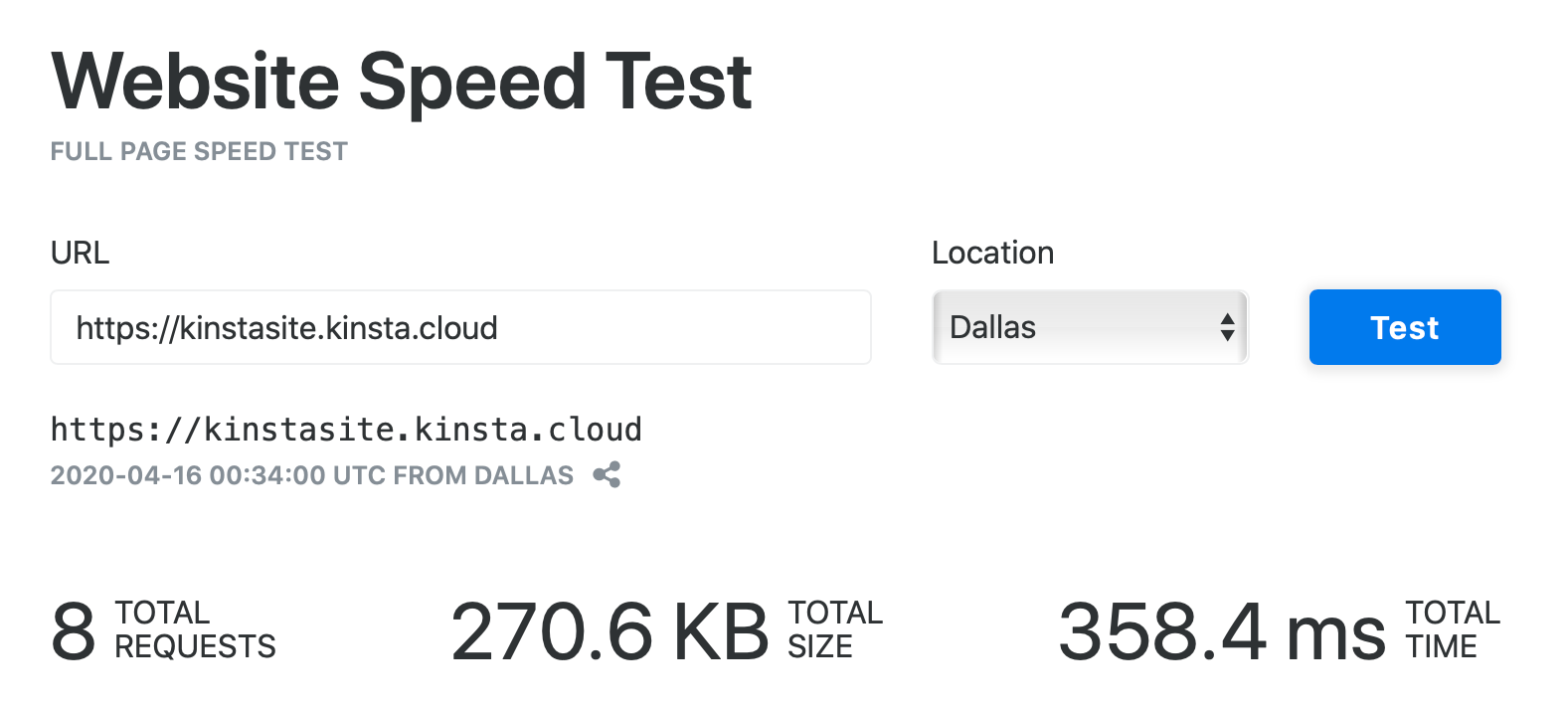 Kinsta WordPress hosting with NGINX page caching is extremely fast.