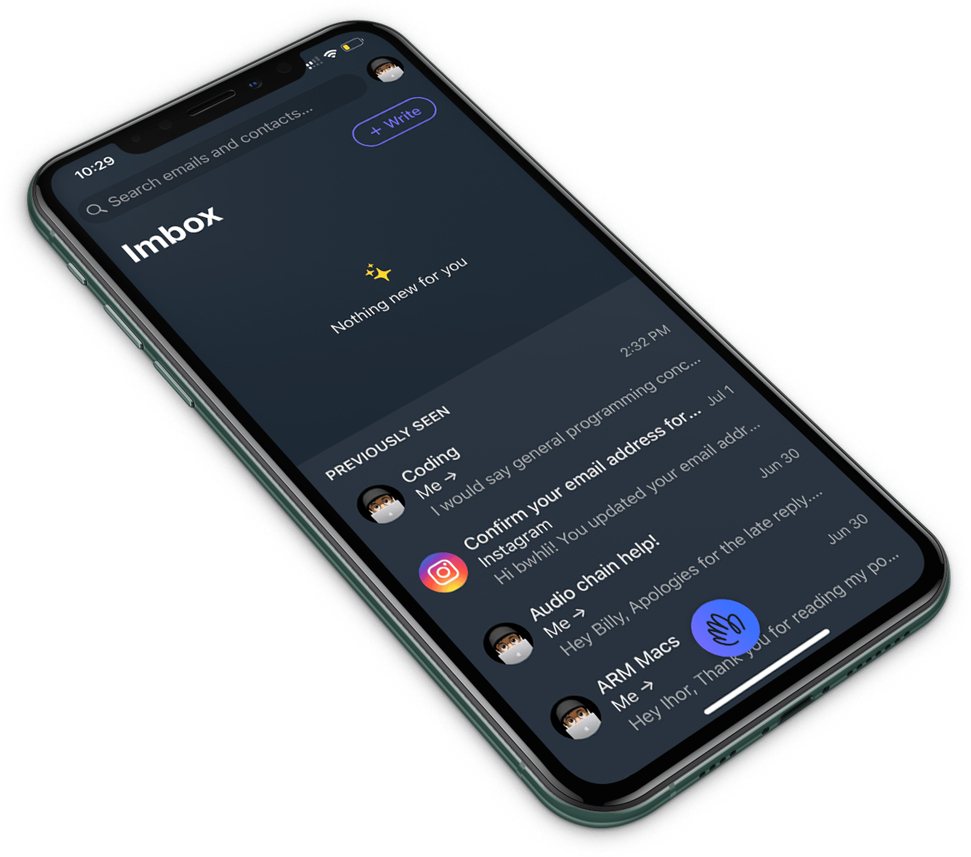 The HEY iOS app.