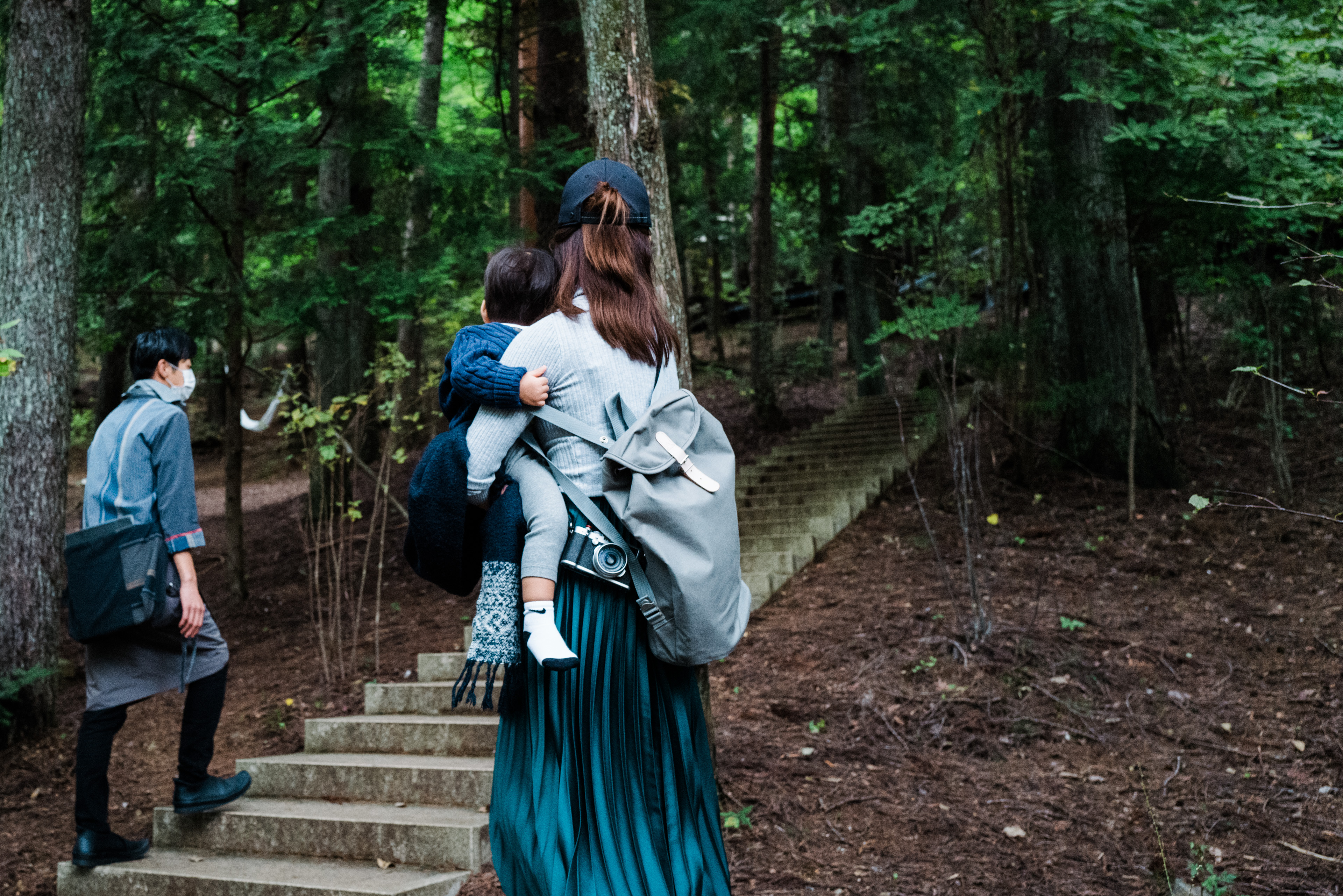 Walking up to the terrace at Hoshinoya Fuji.
