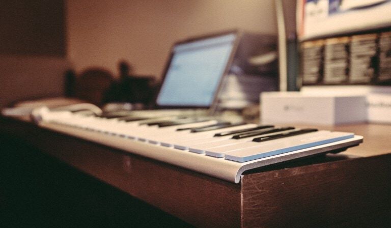 The CME Xkey37 portable MIDI keyboard.