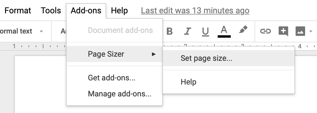 Use the Page Sizer add-on to get rid of page breaks in Google Docs.