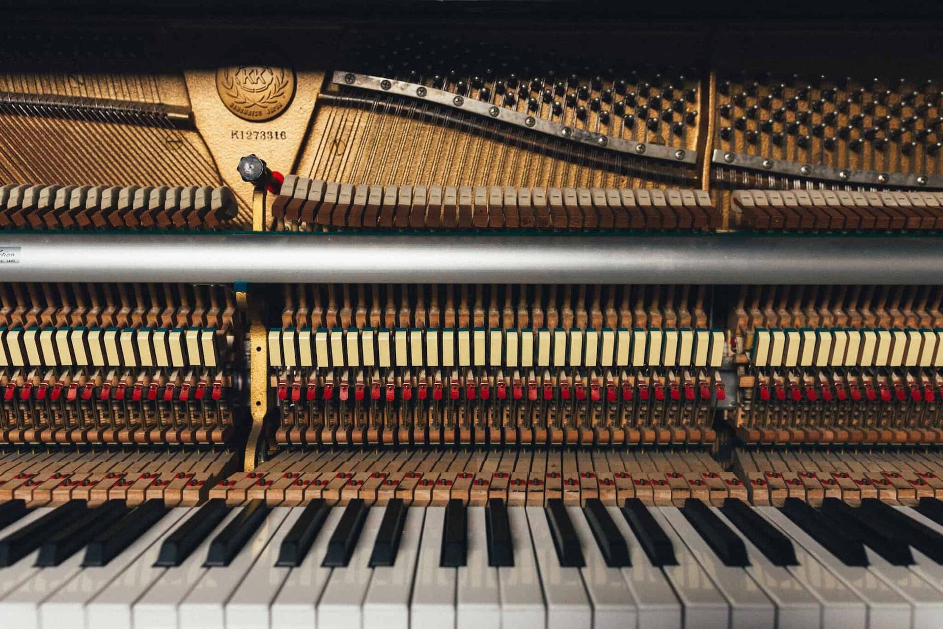 Weighted keys on a piano.