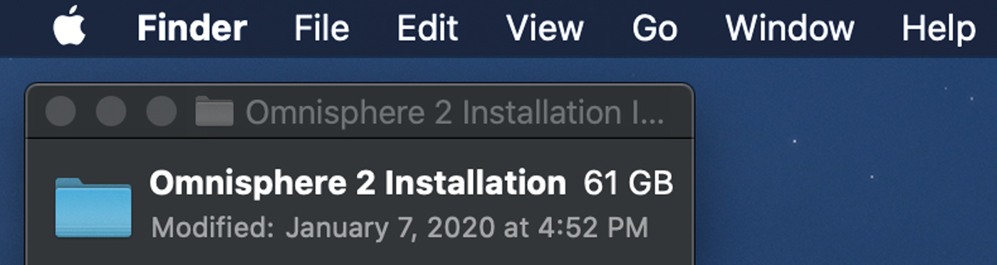 Spectrasonics Omnisphere 2 has a 61 GB installer.