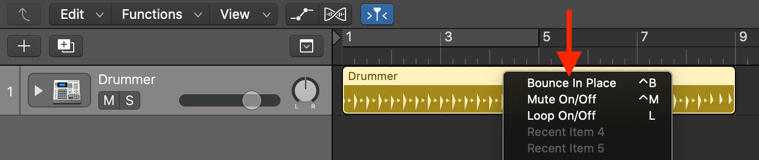 The "bounce in place" feature in Logic Pro X.