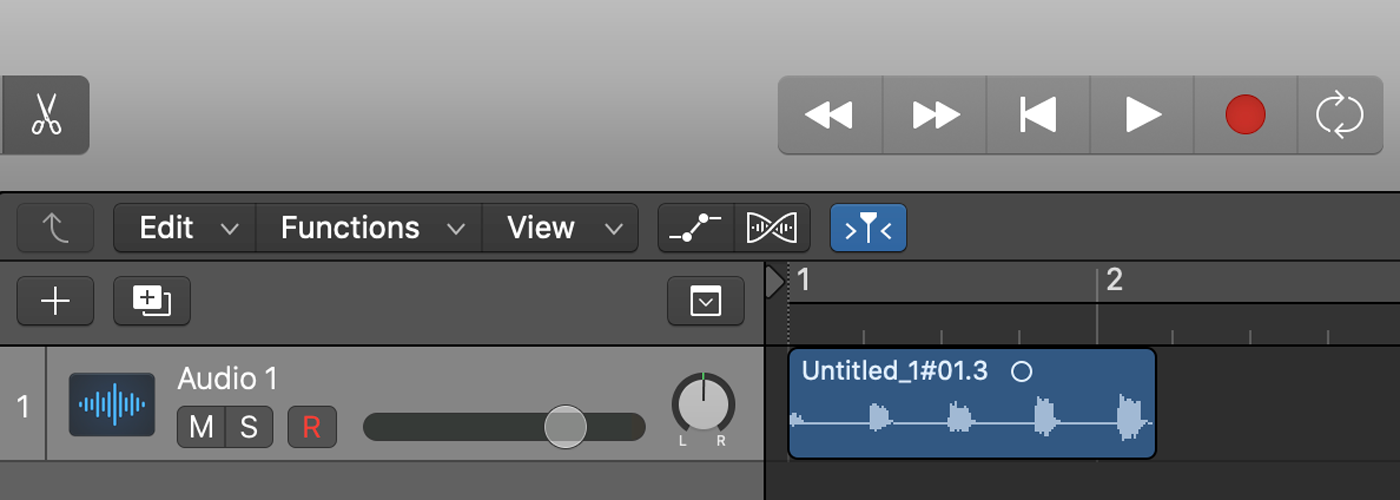 An audio file in Logic Pro X.