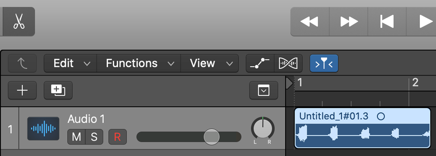 A reversed audio file in Logic Pro X.