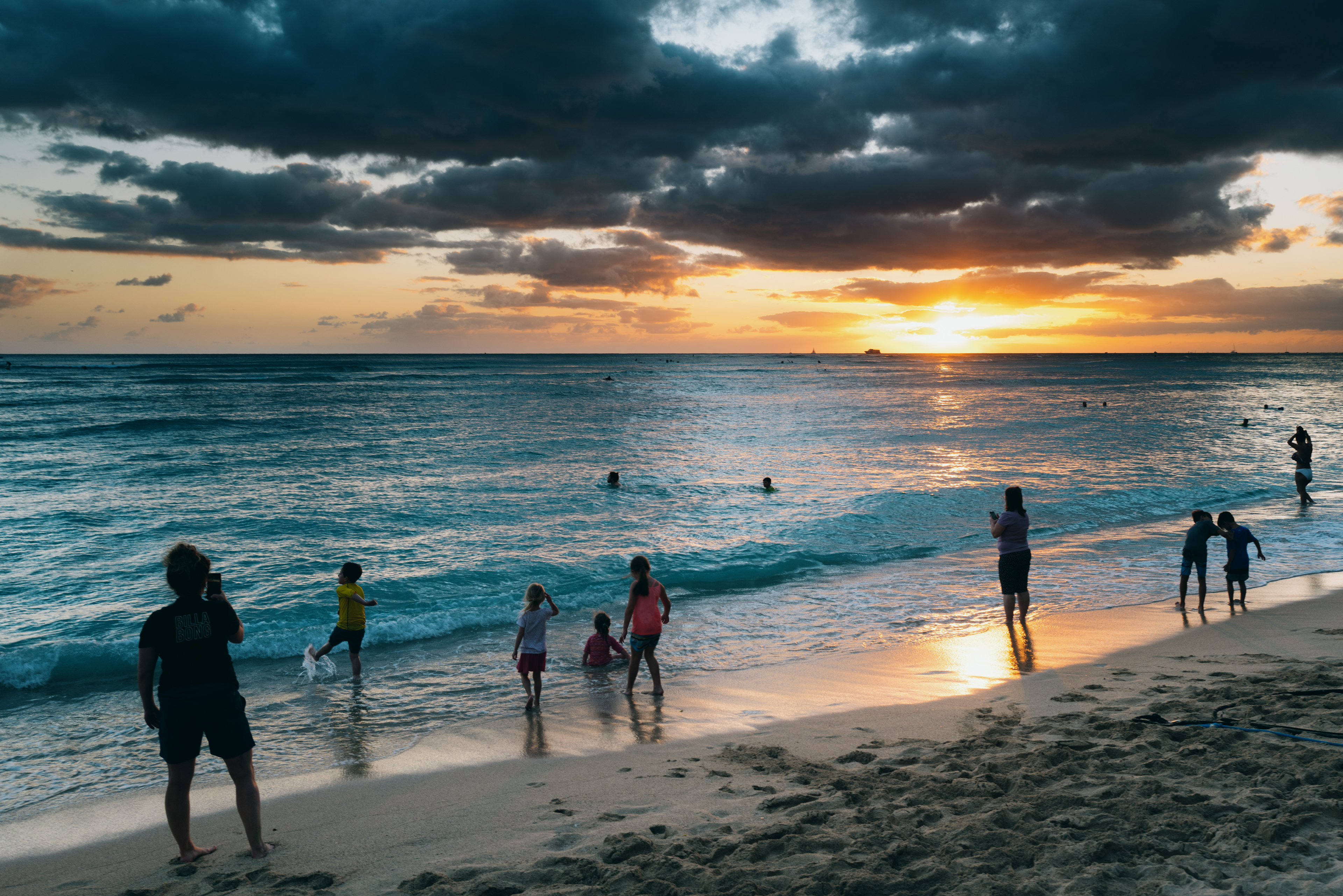 Sunset in Honolulu, Hawaii.