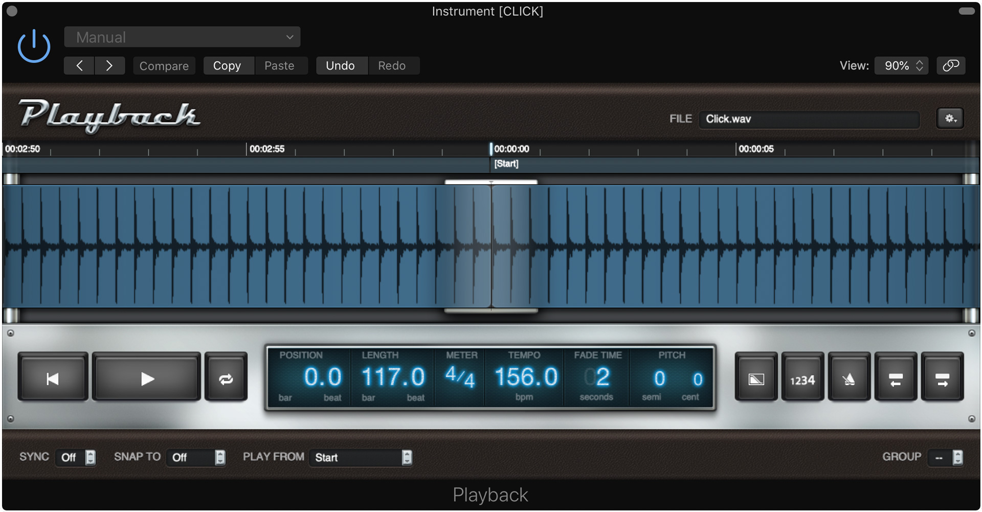 Add a click track to the playback plugin in MainStage.