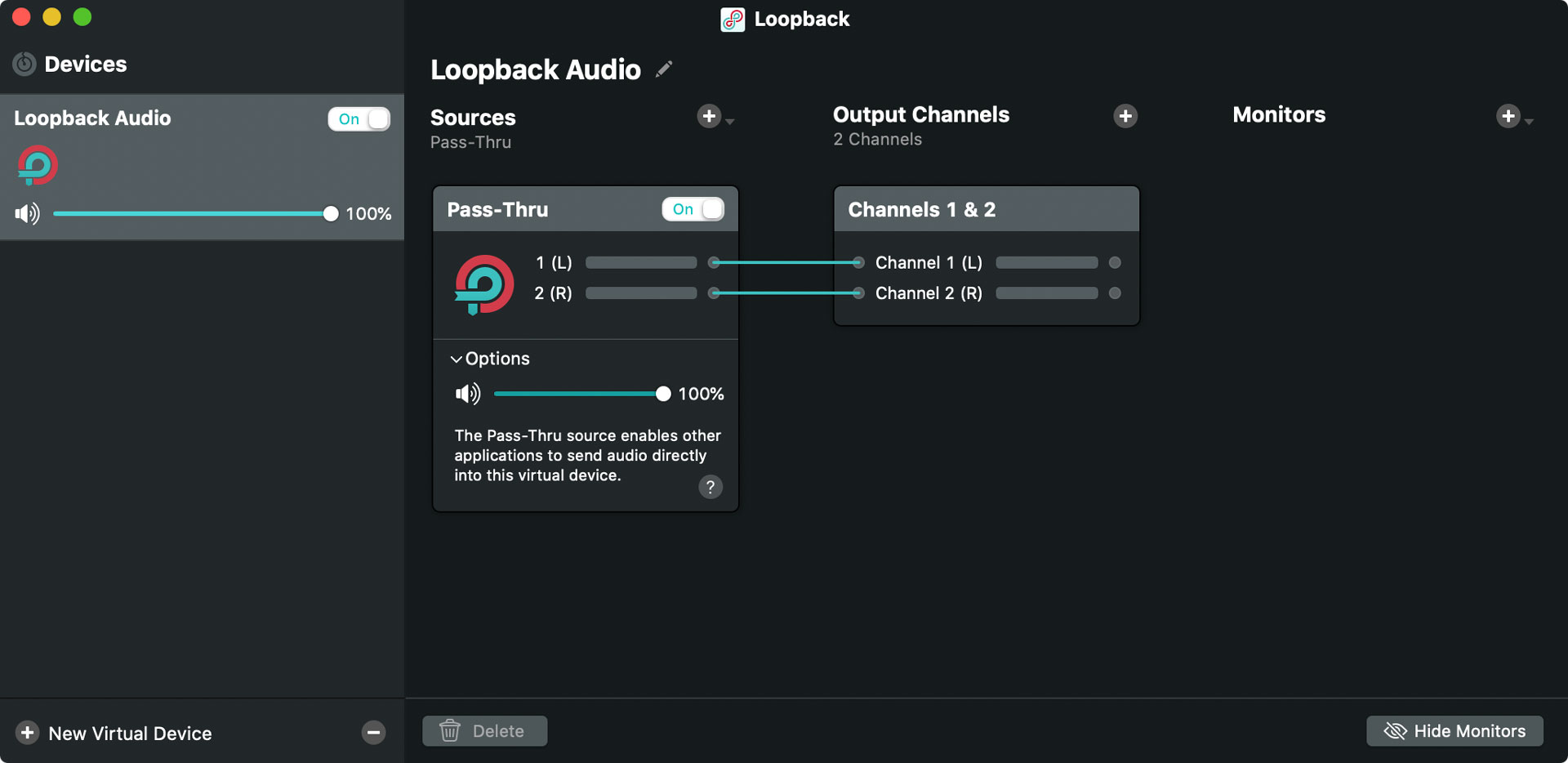 Loopback settings for an online Zoom concert.