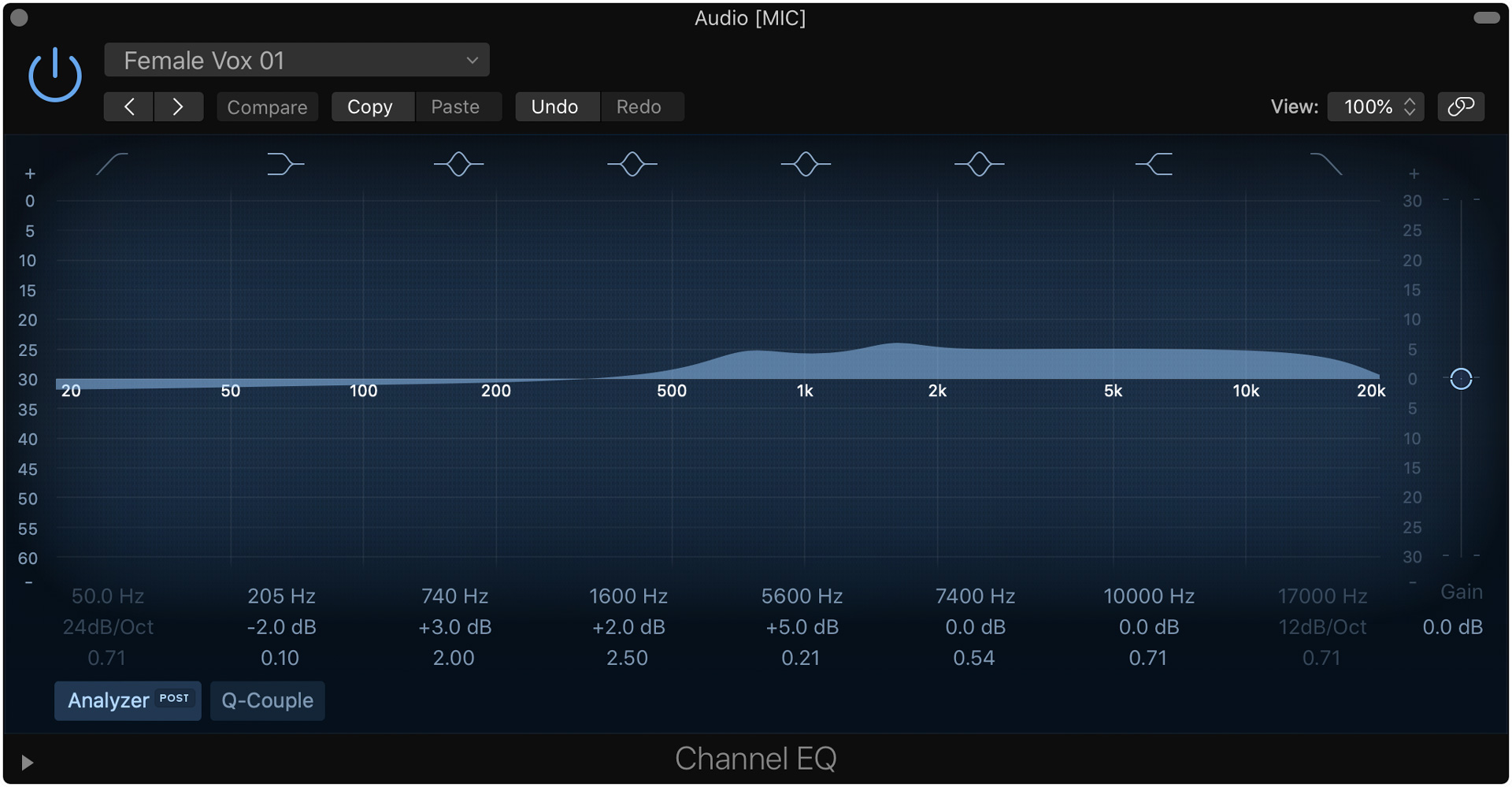 Add a female vocals EQ in MainStage.