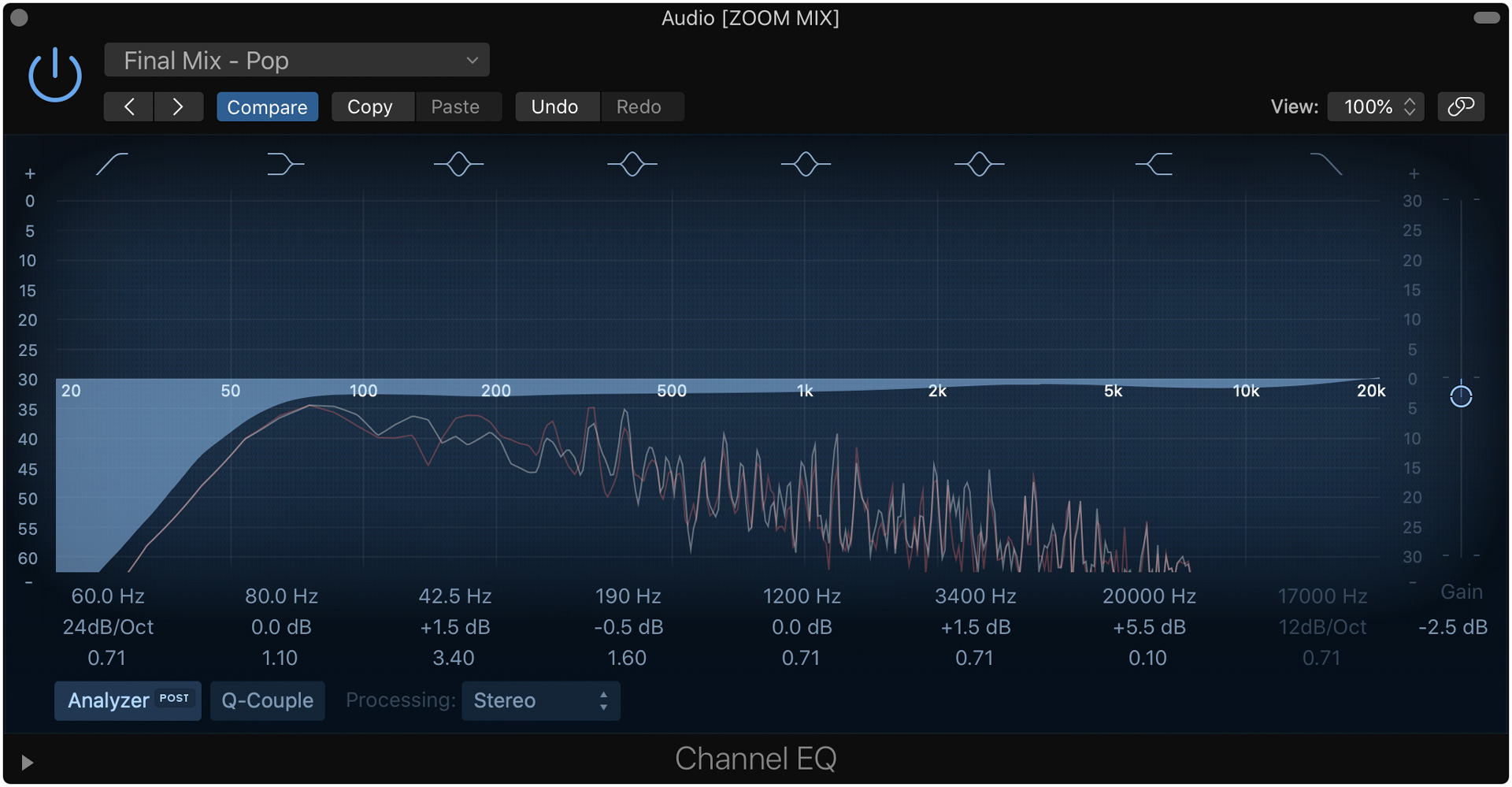 A mastering EQ in MainStage.