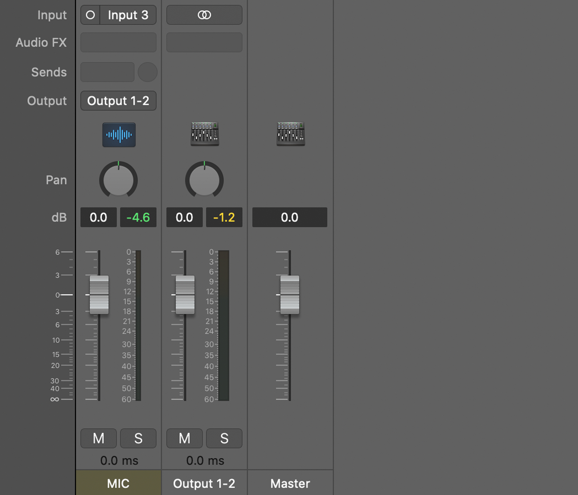 Configure settings for the microphone channel strip in MainStage.