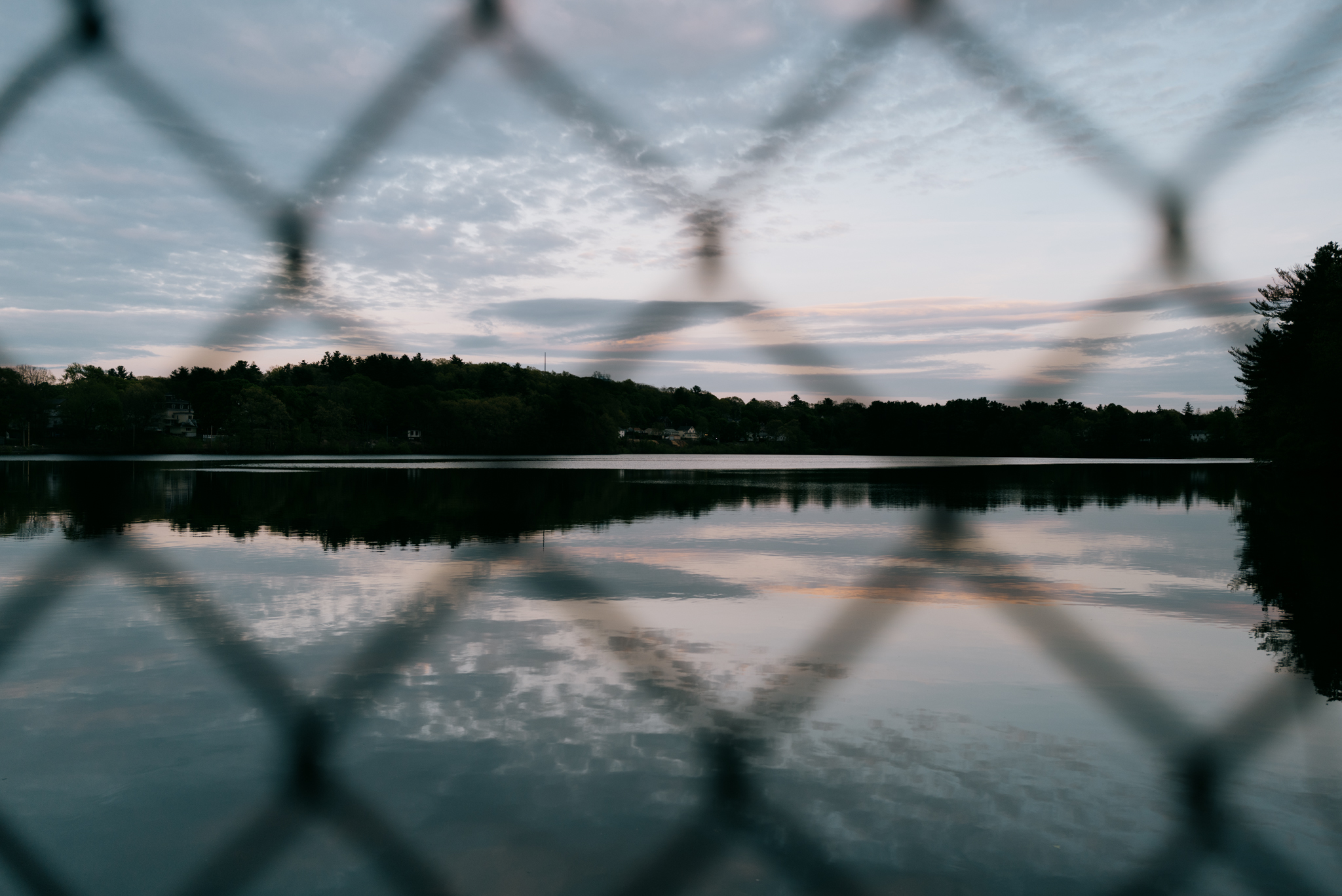 Sunset over a lake in Massachusetts. Image captured with a Leica Q2.