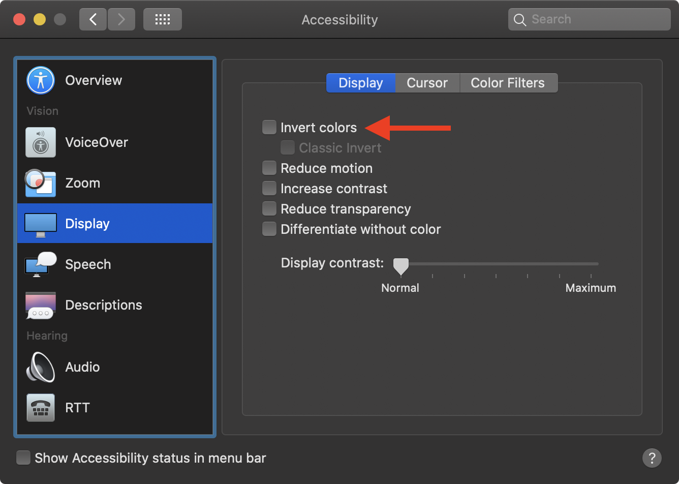 Invert colors in macOS.