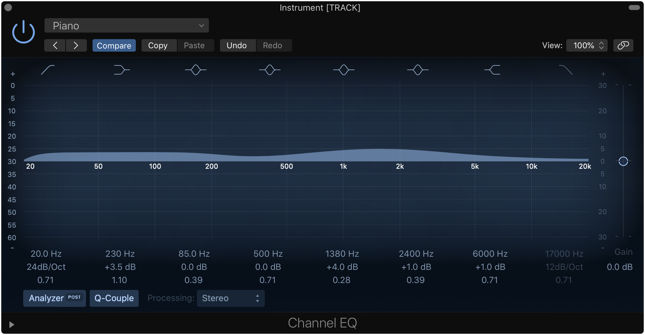 MainStage's Channel EQ plugin.