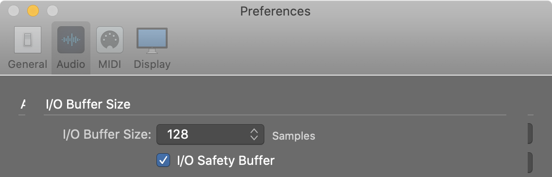 I/O buffer size in MainStage.