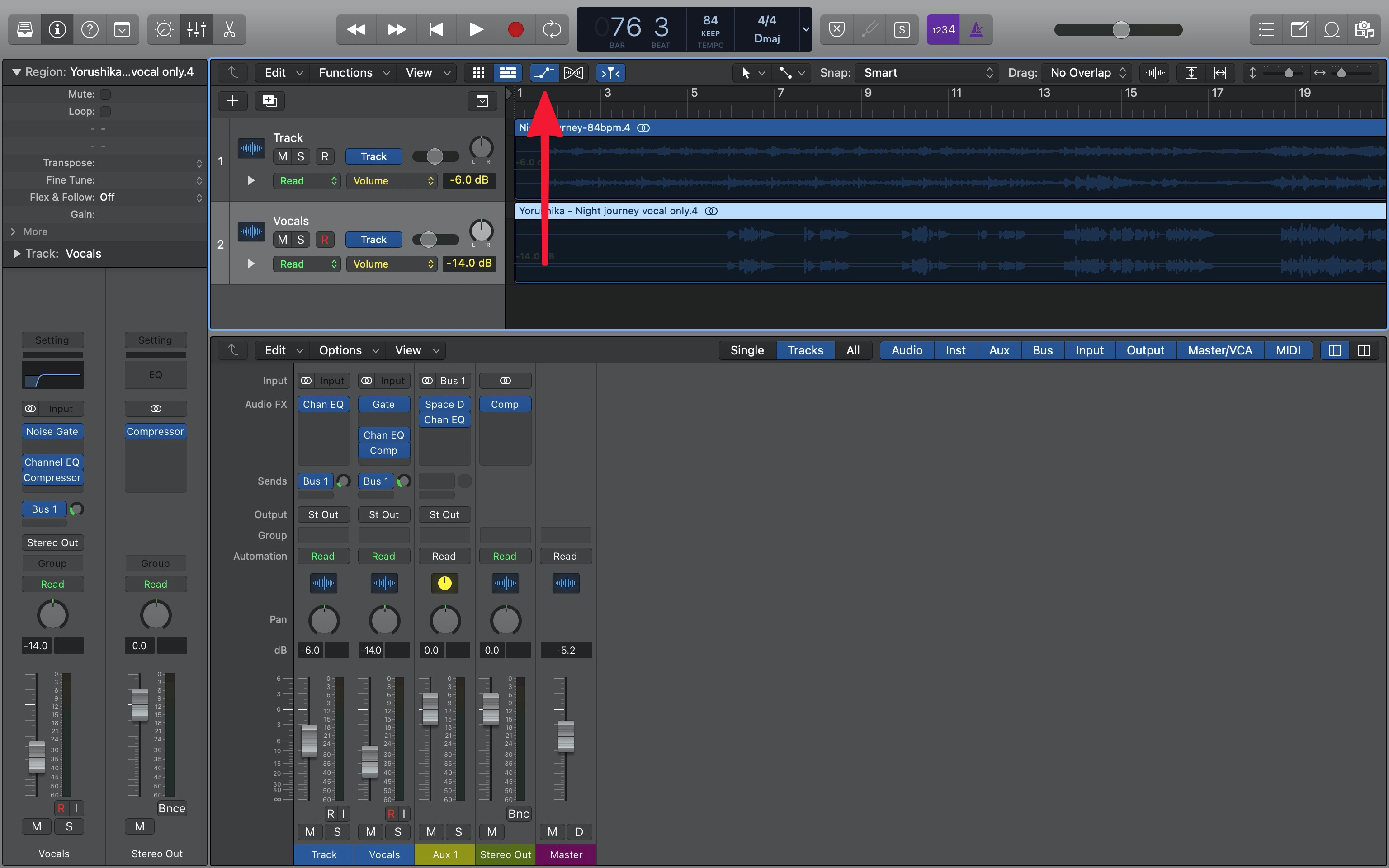 Enable the Automation Toggle in Logic Pro X.