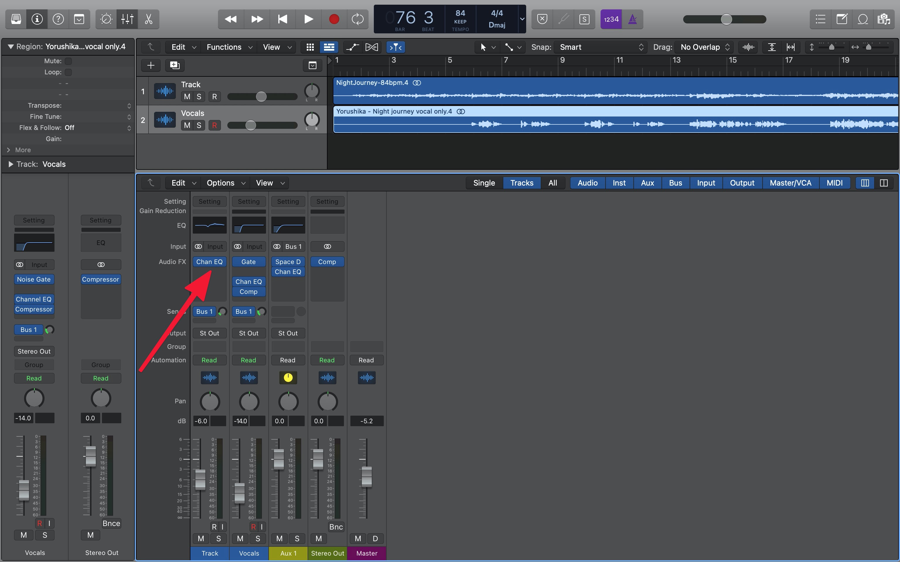 Channel EQ plugin in Logic Pro X.