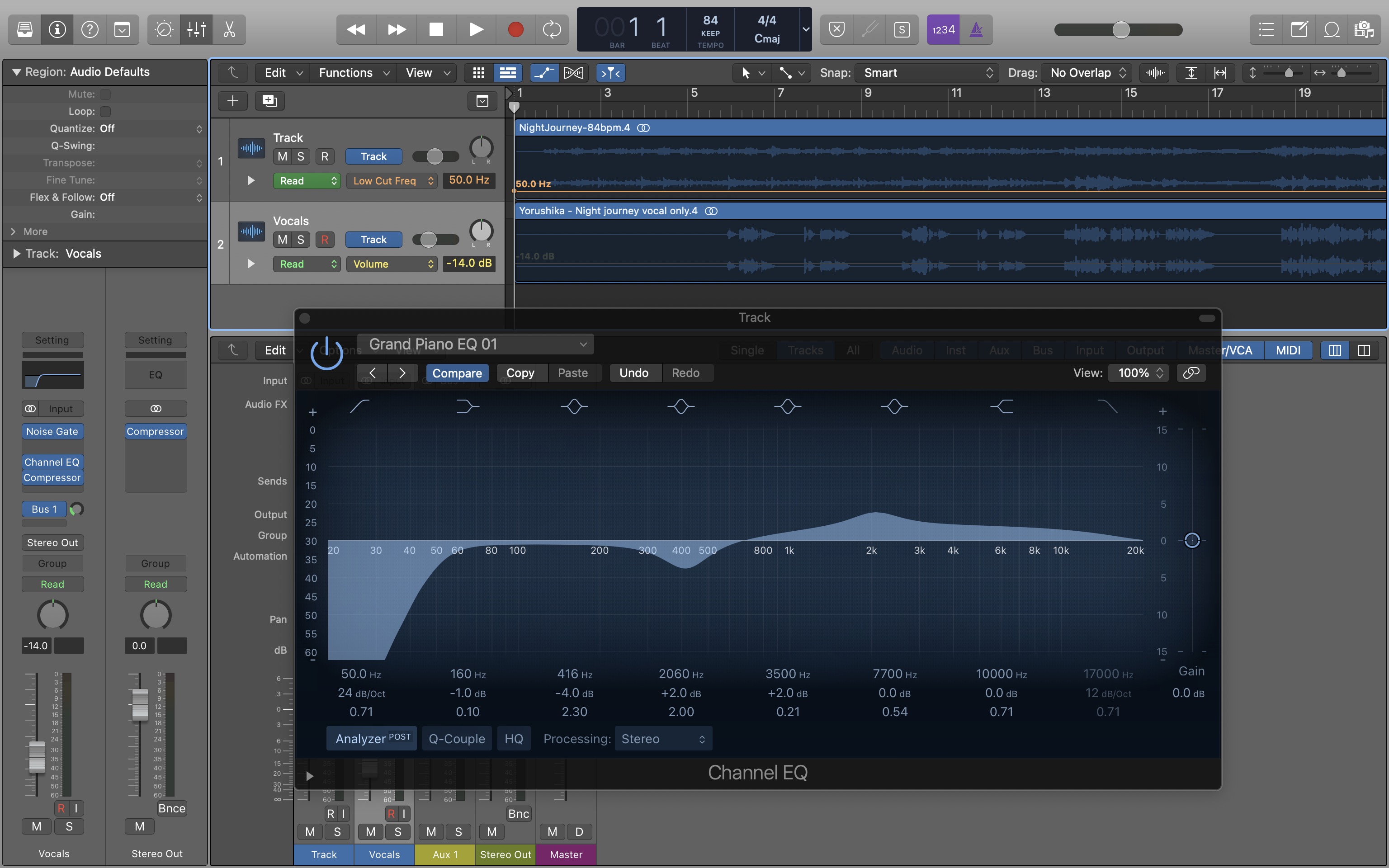 Create an automation point in Logic Pro X.