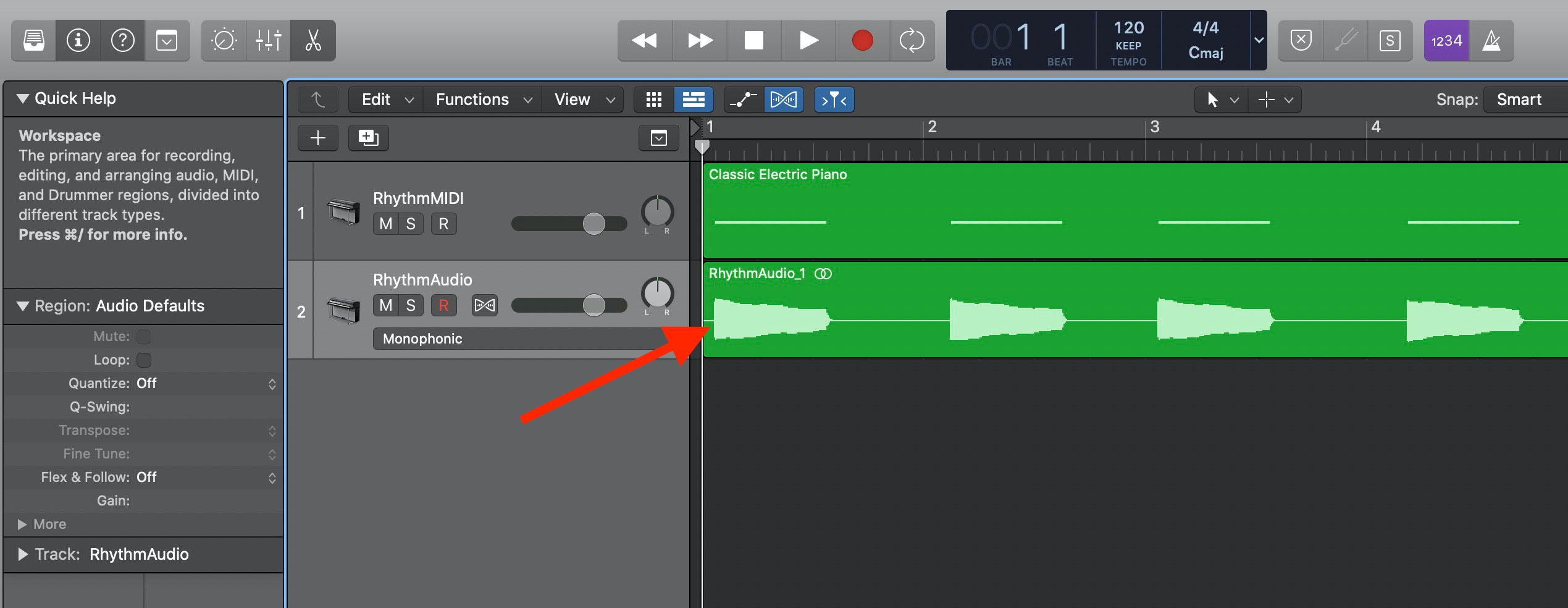 Quantizing an audio file in Logic Pro X