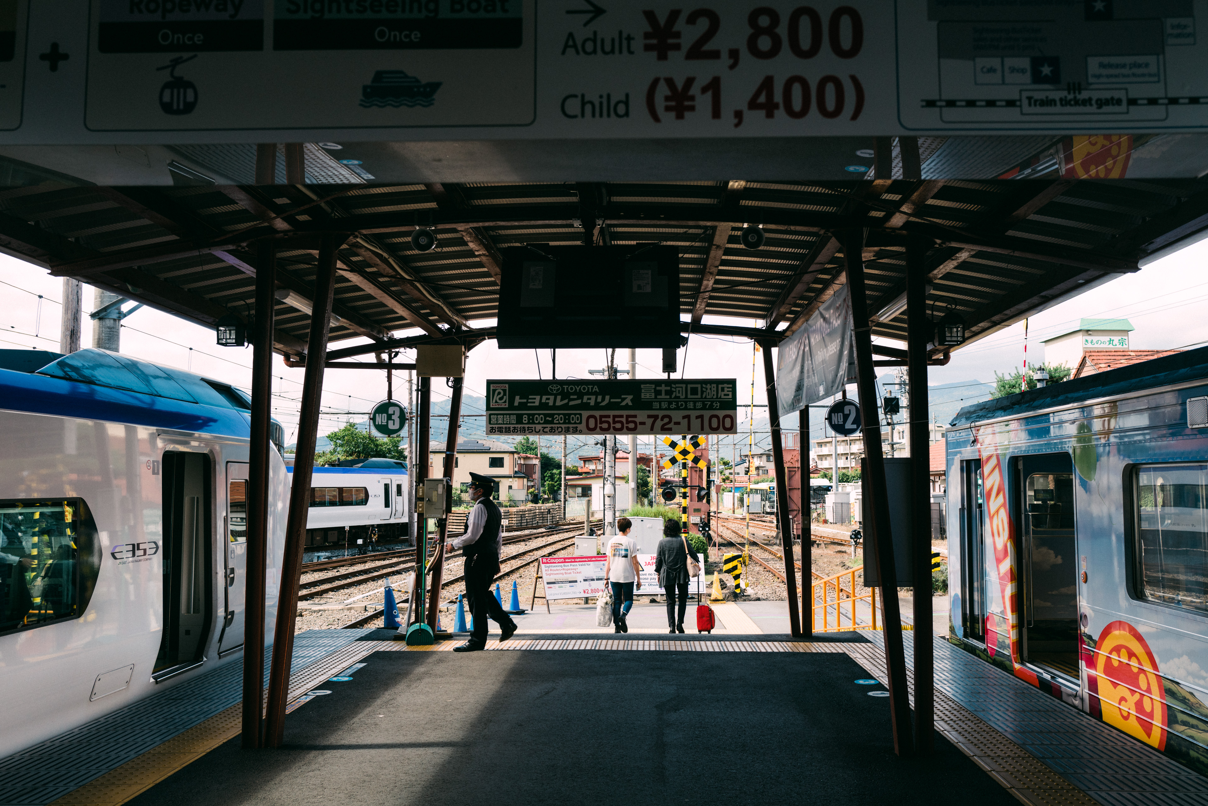 Arrival at Kawaguchiko Station.