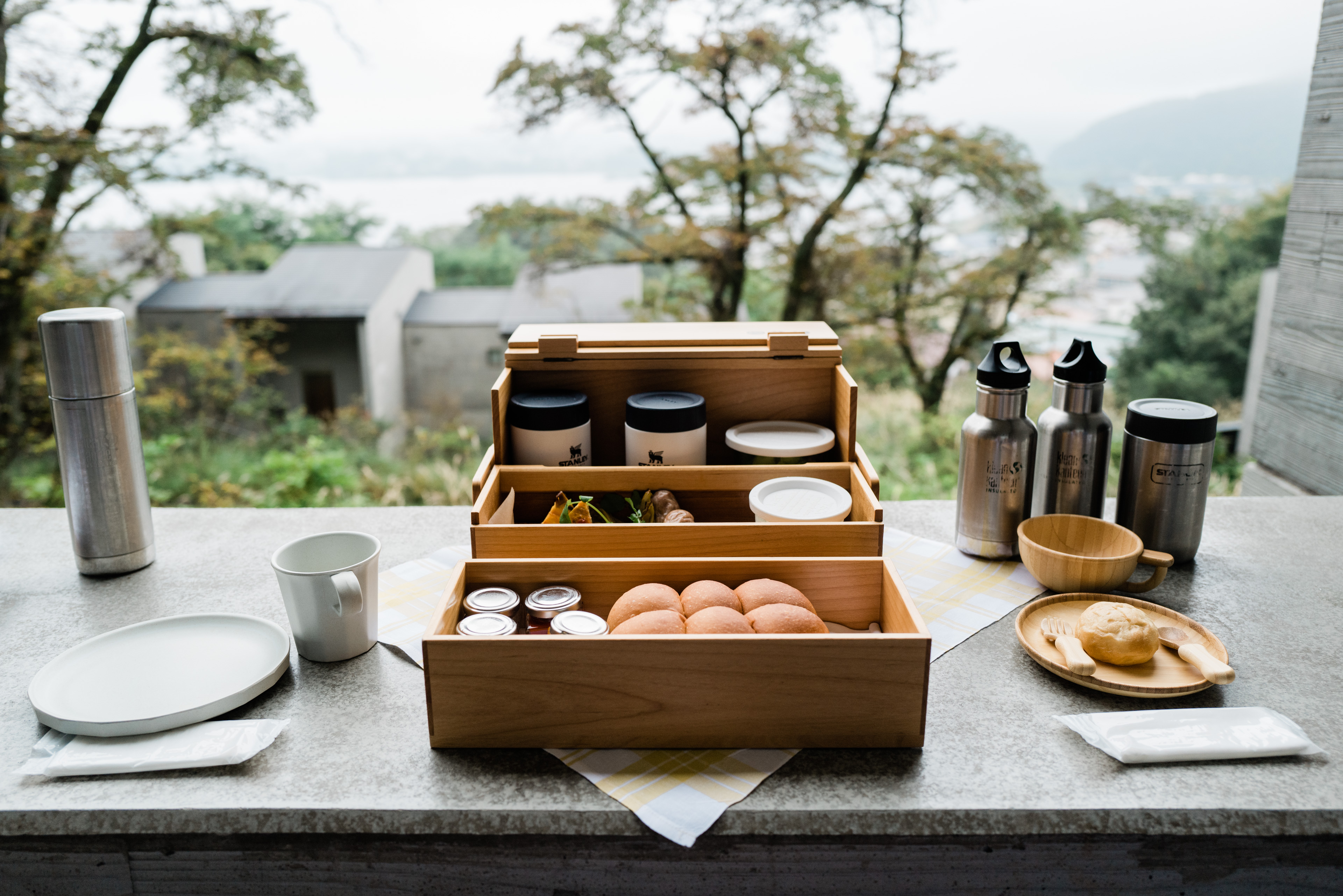 The breakfast box at Hoshinoya Fuji.