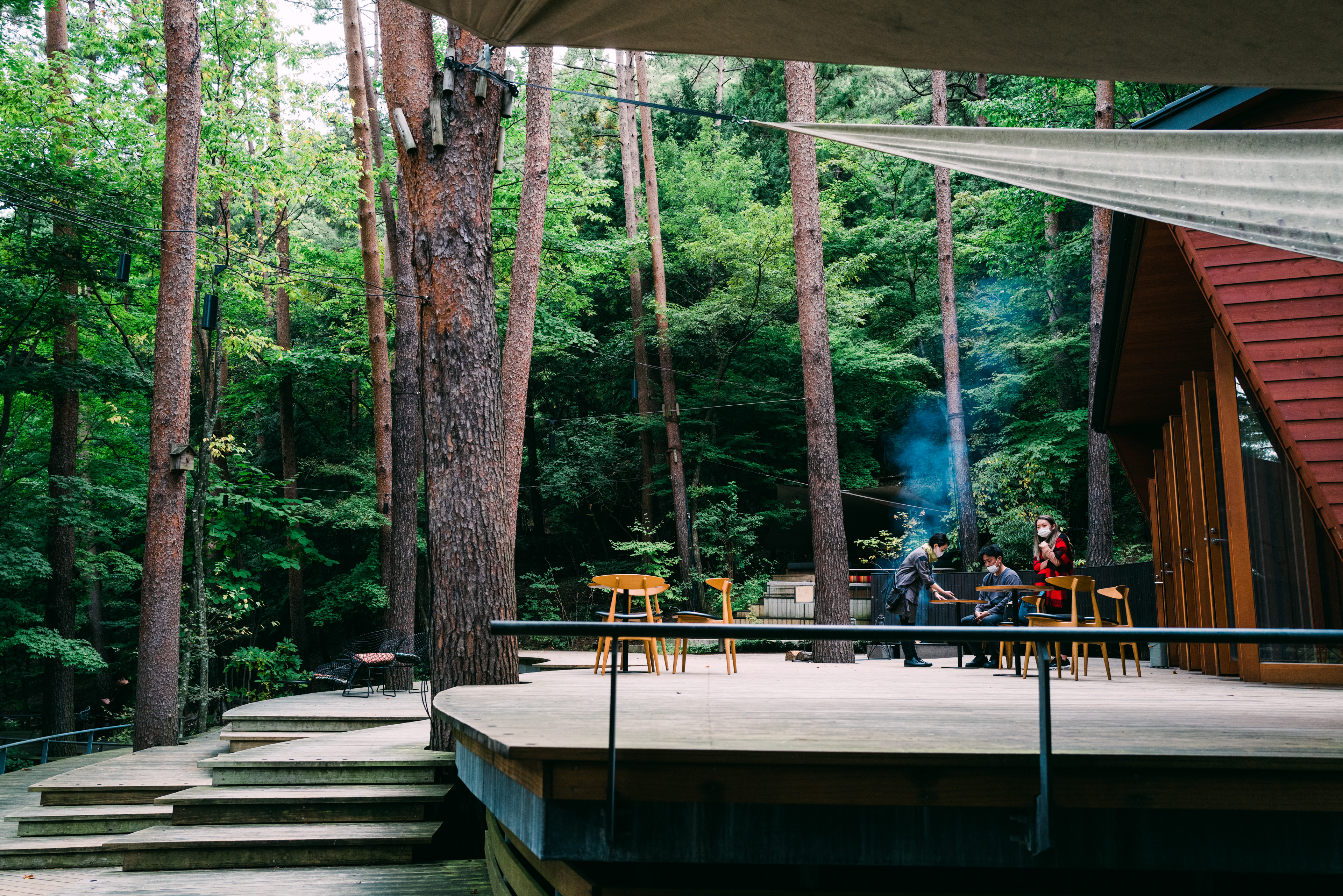 The terrace at Hoshinoya Fuji.