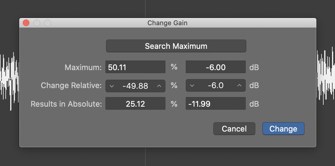 Search for peak amplitude in Logic Pro X.