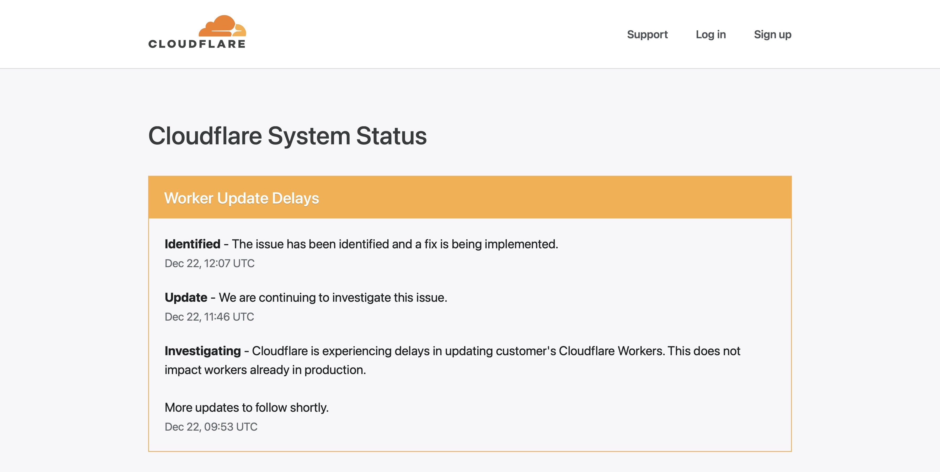 A Cloudflare Workers service disruption.